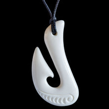 Load image into Gallery viewer, Bone Pendant, Medium Matau-Hook, with engraving-0