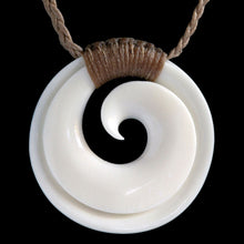 Load image into Gallery viewer, Bound Closed Circle Koru, handcrafted bone pendant-0