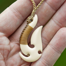 Load image into Gallery viewer, Bound Matau-Koru, handcrafted bone pendant-0