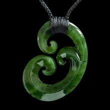 Load image into Gallery viewer, Bound Whanau Triple Koru, hand crafted jade pendant-1