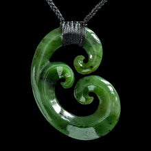 Load image into Gallery viewer, Bound Whanau Triple Koru, hand crafted jade pendant-0